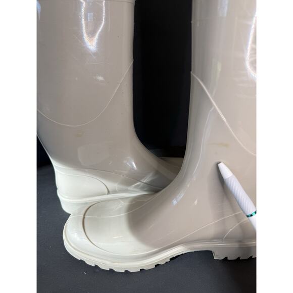 Burberry Plaid Lined Rain Boots Beige Rubber Equestrian Buckle Women’s EU 37 - Picture 13 of 16